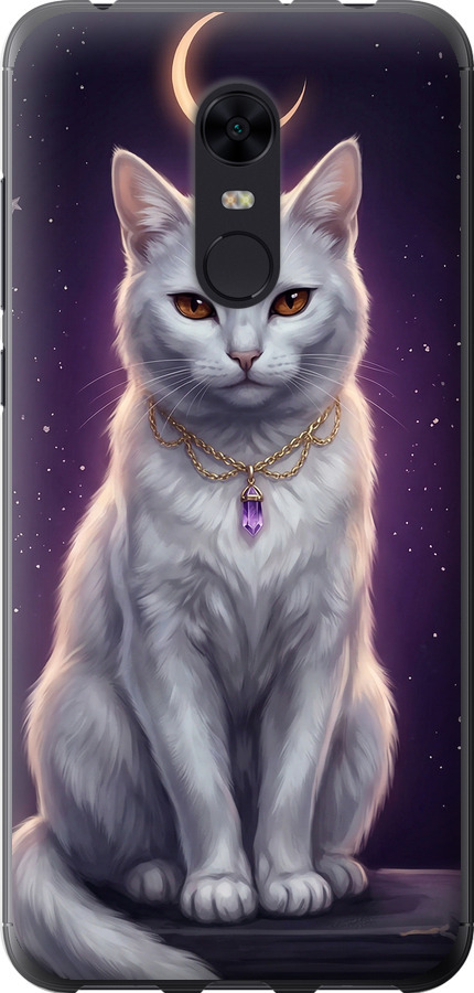 Mystic White Cat Gothic Dark Purple Gold