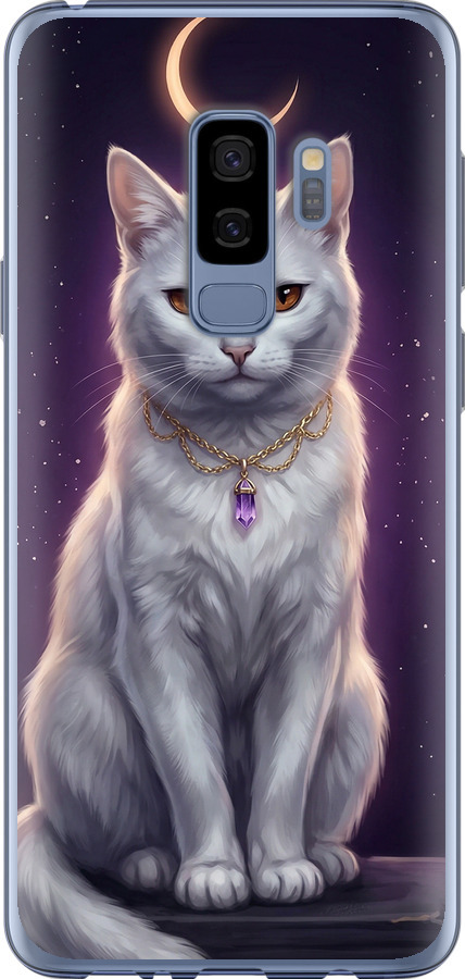 Mystic White Cat Gothic Dark Purple Gold