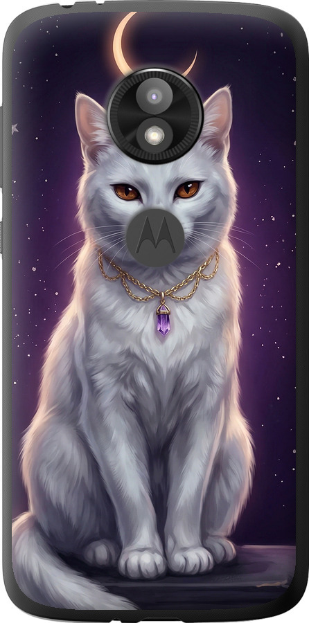 Mystic White Cat Gothic Dark Purple Gold
