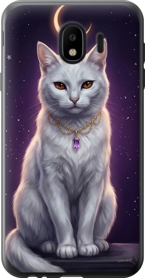 Mystic White Cat Gothic Dark Purple Gold