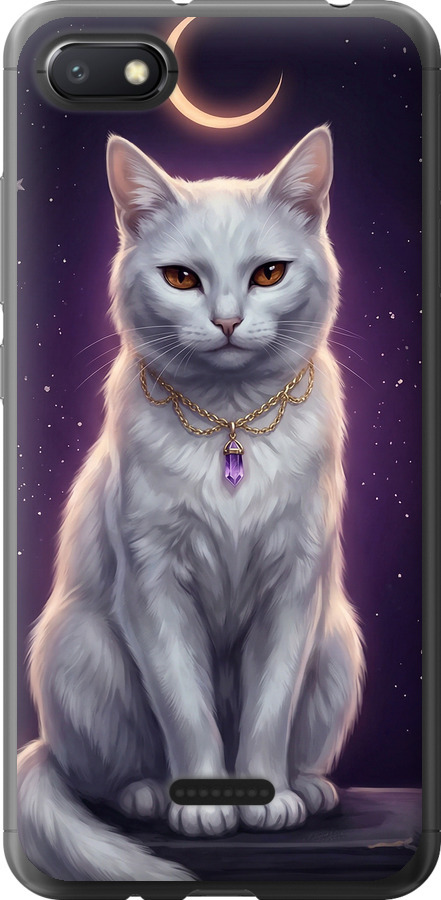 Mystic White Cat Gothic Dark Purple Gold