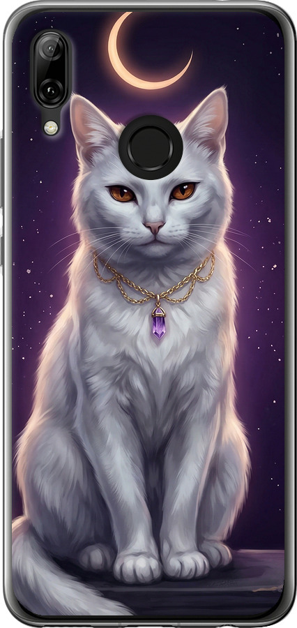 Mystic White Cat Gothic Dark Purple Gold
