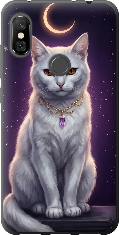 Mystic White Cat Gothic Dark Purple Gold
