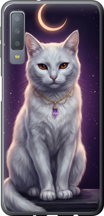 Mystic White Cat Gothic Dark Purple Gold