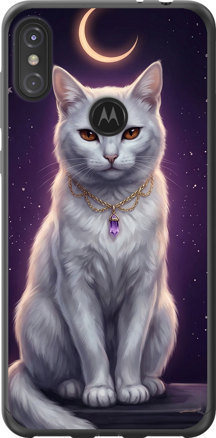 Mystic White Cat Gothic Dark Purple Gold