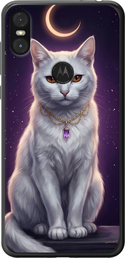 Mystic White Cat Gothic Dark Purple Gold
