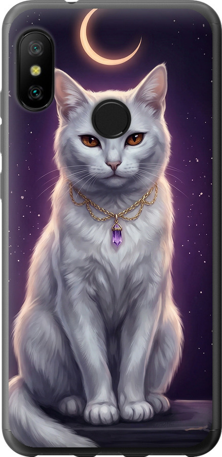 Mystic White Cat Gothic Dark Purple Gold