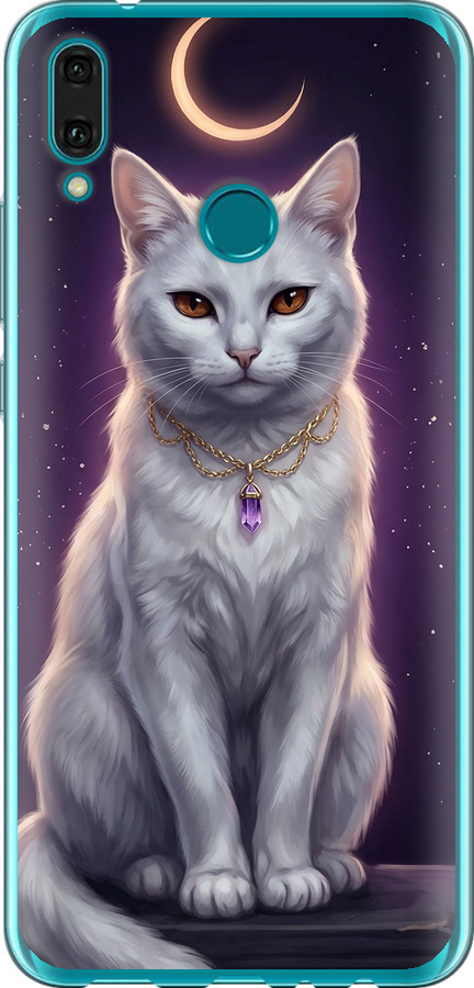 Mystic White Cat Gothic Dark Purple Gold