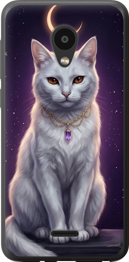 Mystic White Cat Gothic Dark Purple Gold