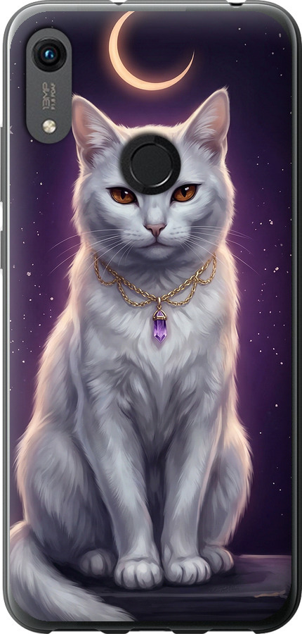Mystic White Cat Gothic Dark Purple Gold