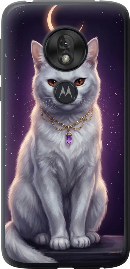Mystic White Cat Gothic Dark Purple Gold