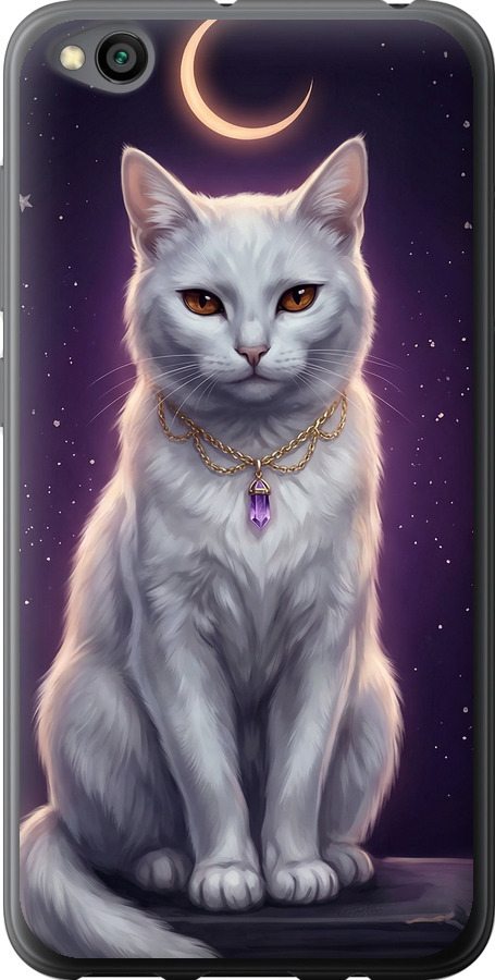 Mystic White Cat Gothic Dark Purple Gold