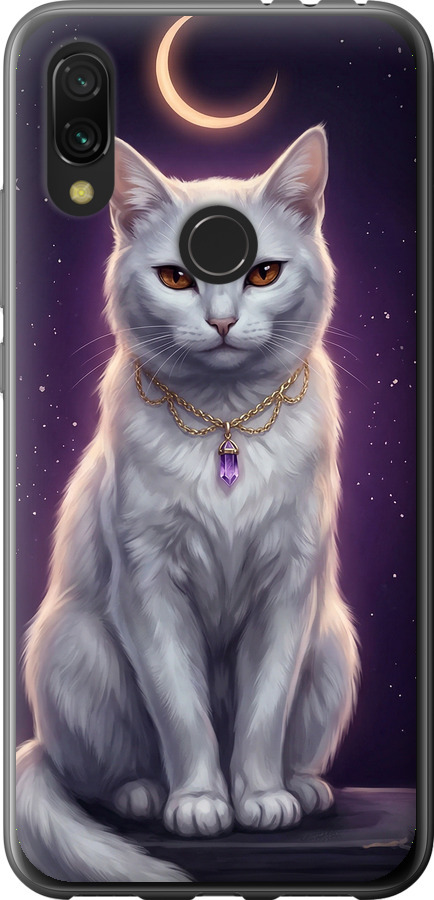 Mystic White Cat Gothic Dark Purple Gold