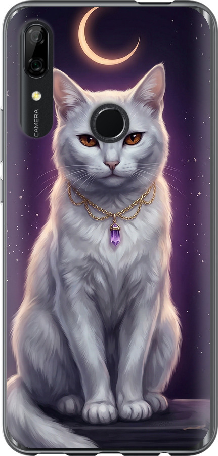 Mystic White Cat Gothic Dark Purple Gold