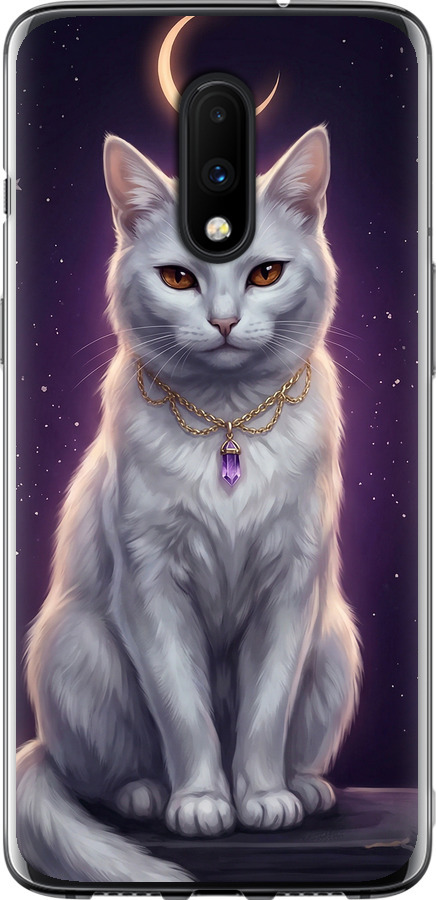 Mystic White Cat Gothic Dark Purple Gold