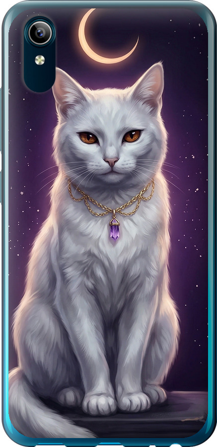 Mystic White Cat Gothic Dark Purple Gold