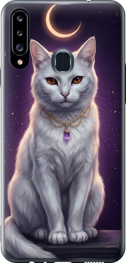 Mystic White Cat Gothic Dark Purple Gold