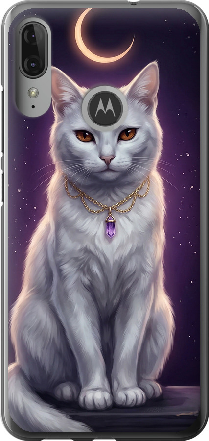 Mystic White Cat Gothic Dark Purple Gold