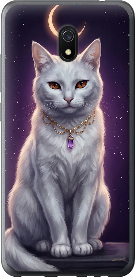 Mystic White Cat Gothic Dark Purple Gold