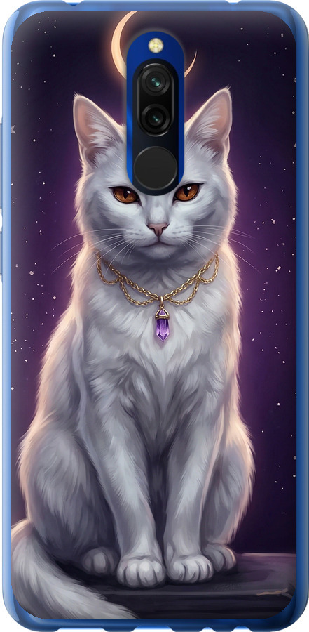 Mystic White Cat Gothic Dark Purple Gold
