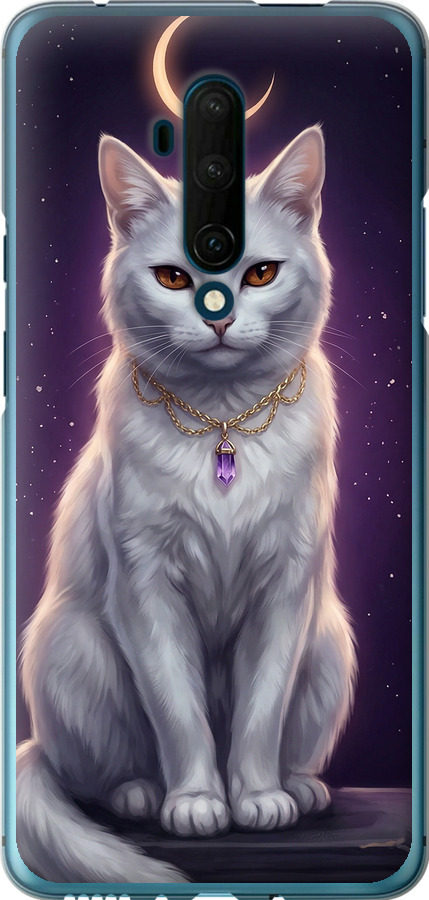 Mystic White Cat Gothic Dark Purple Gold