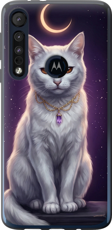 Mystic White Cat Gothic Dark Purple Gold