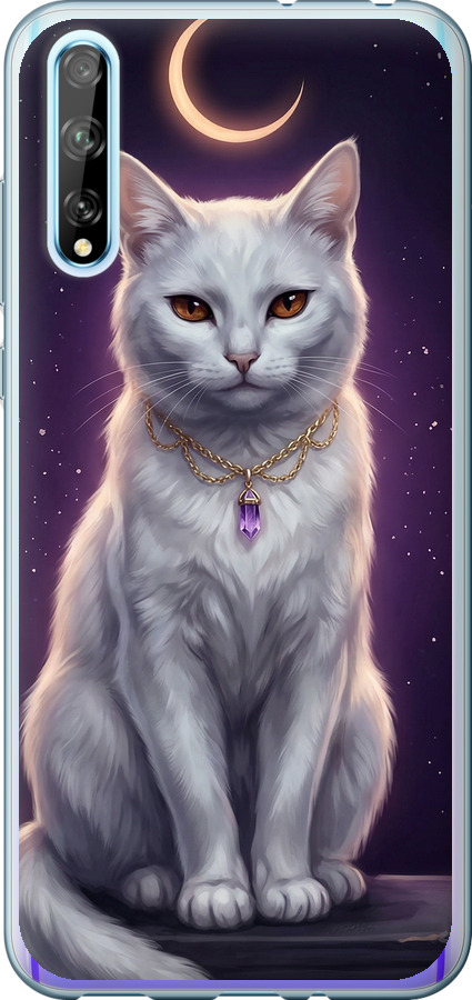 Mystic White Cat Gothic Dark Purple Gold
