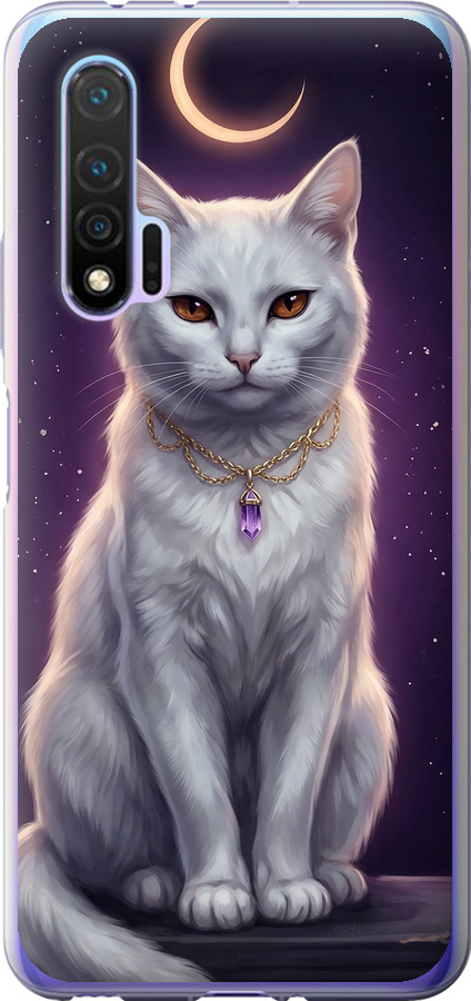Mystic White Cat Gothic Dark Purple Gold