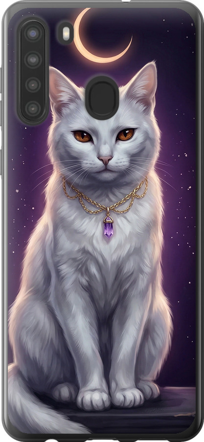 Mystic White Cat Gothic Dark Purple Gold