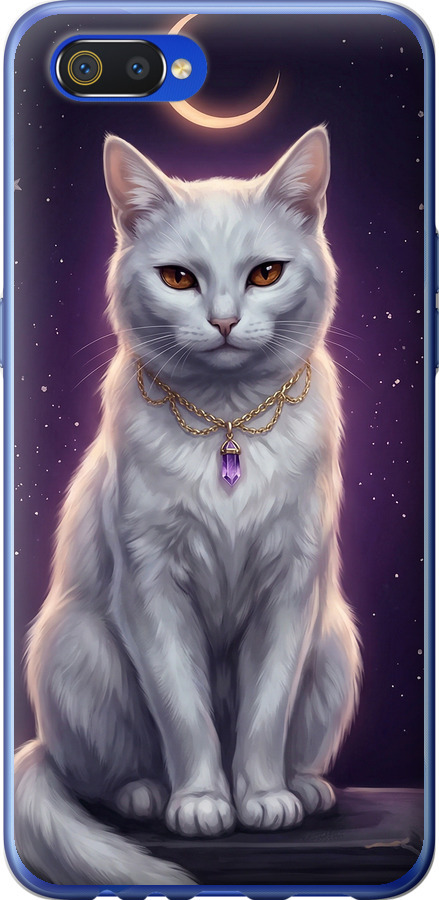 Mystic White Cat Gothic Dark Purple Gold