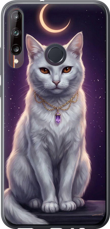Mystic White Cat Gothic Dark Purple Gold