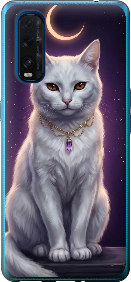 Mystic White Cat Gothic Dark Purple Gold