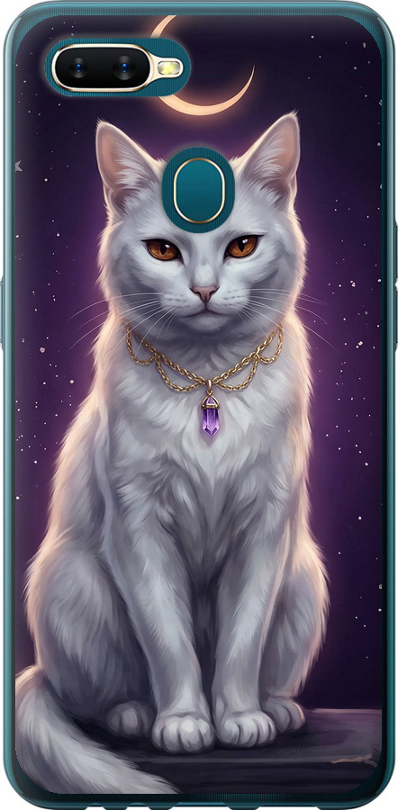 Mystic White Cat Gothic Dark Purple Gold