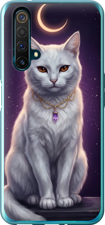 Mystic White Cat Gothic Dark Purple Gold