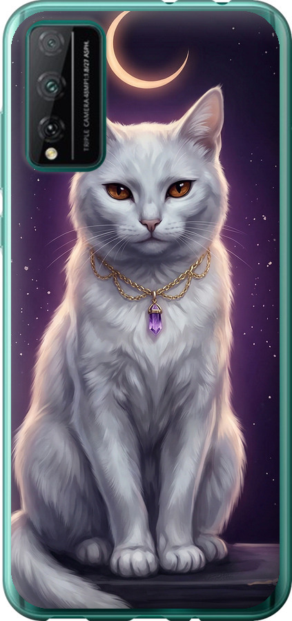 Mystic White Cat Gothic Dark Purple Gold