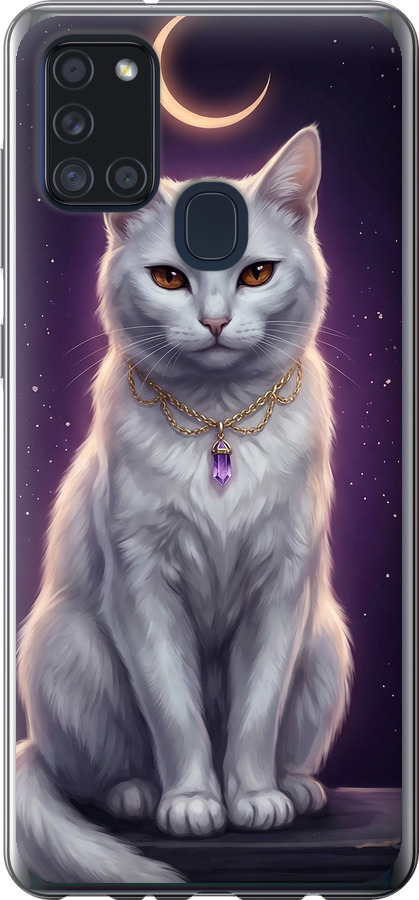 Mystic White Cat Gothic Dark Purple Gold