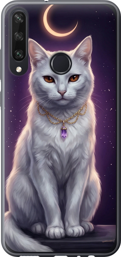 Mystic White Cat Gothic Dark Purple Gold