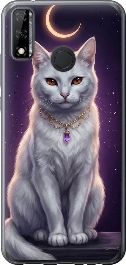 Mystic White Cat Gothic Dark Purple Gold