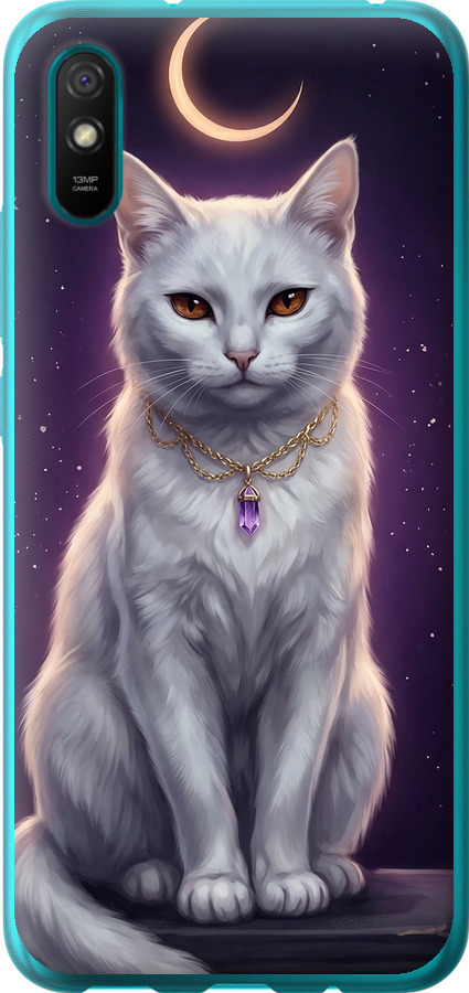 Mystic White Cat Gothic Dark Purple Gold
