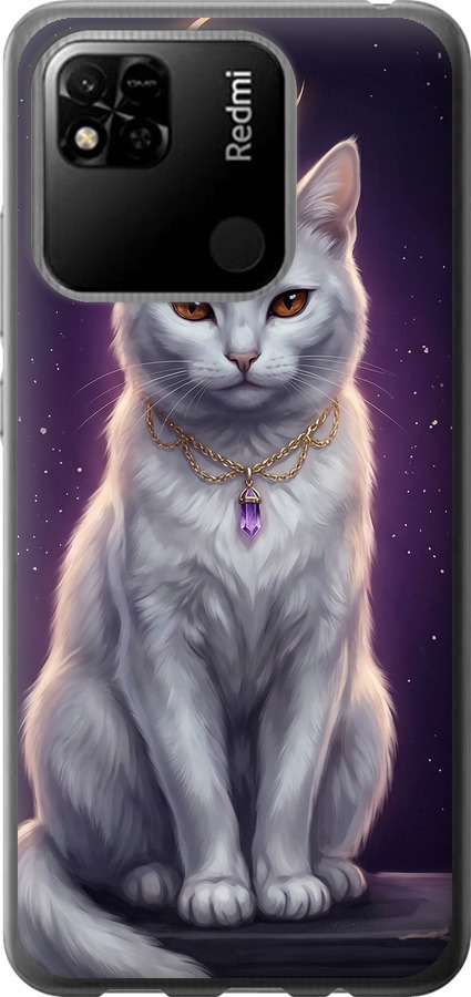 Mystic White Cat Gothic Dark Purple Gold