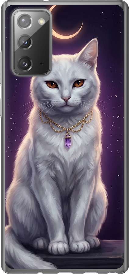Mystic White Cat Gothic Dark Purple Gold