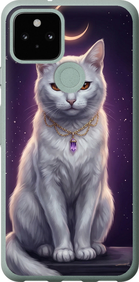 Mystic White Cat Gothic Dark Purple Gold