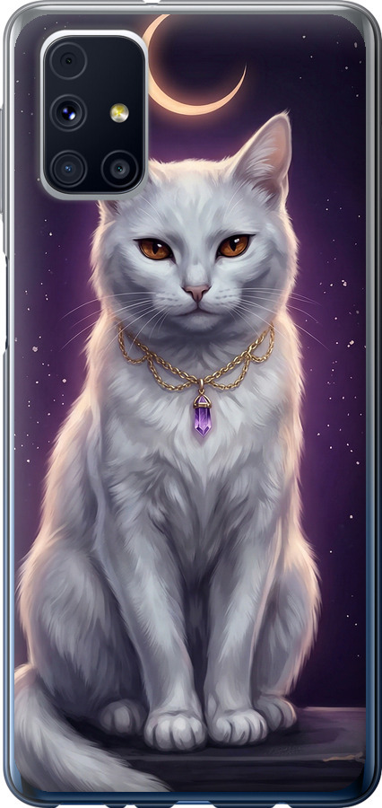 Mystic White Cat Gothic Dark Purple Gold