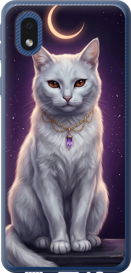 Mystic White Cat Gothic Dark Purple Gold