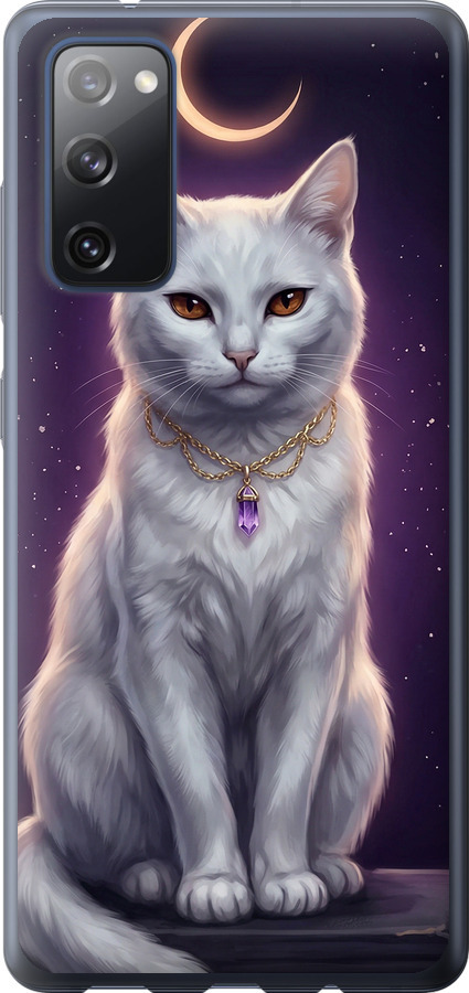 Mystic White Cat Gothic Dark Purple Gold