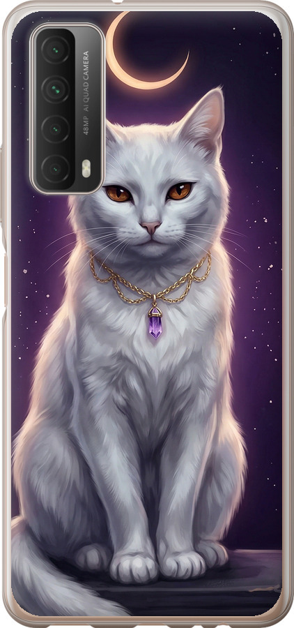 Mystic White Cat Gothic Dark Purple Gold
