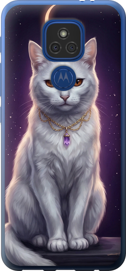Mystic White Cat Gothic Dark Purple Gold