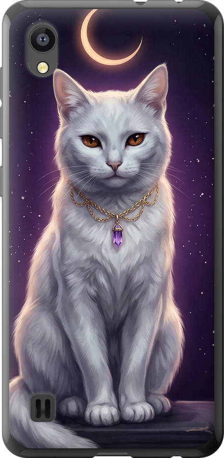 Mystic White Cat Gothic Dark Purple Gold