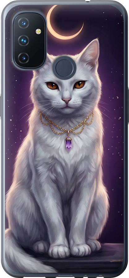 Mystic White Cat Gothic Dark Purple Gold