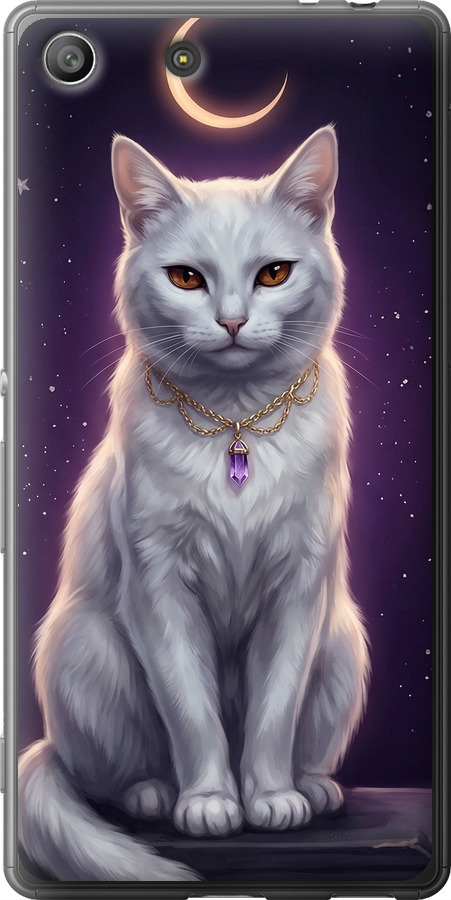 Mystic White Cat Gothic Dark Purple Gold